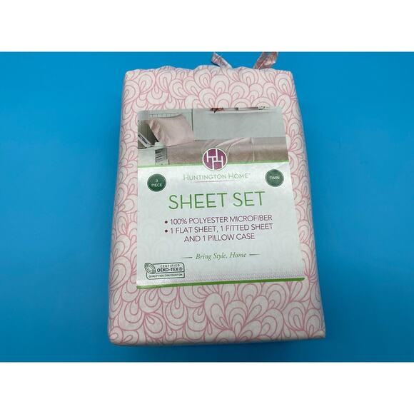 Huntington Home Other - New Huntington Home Twin Bed Sheet Set 100%‎ Polyester 3 Pc Pink Design